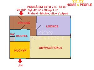 Pronájem bytu 2+1, Praha - Michle, V zápolí, 43 m2