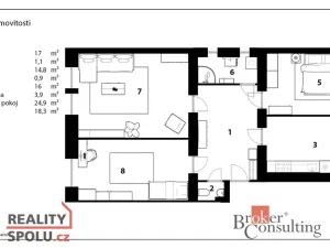 Prodej bytu 2+kk, Praha - Žižkov, Hartigova, 56 m2