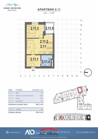 Prodej bytu 2+kk, Vrchlabí - Hořejší Vrchlabí, Horská, 46 m2
