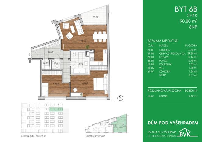 Prodej bytu 3+kk, Praha - Vyšehrad, Neklanova, 91 m2