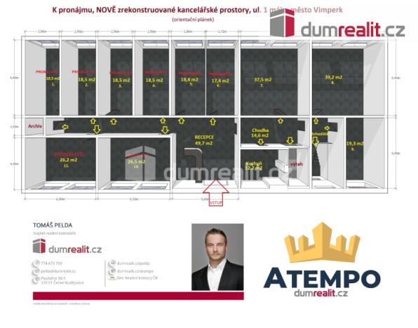 Pronájem kanceláře, Vimperk - Vimperk II, 1. máje, 18 m2