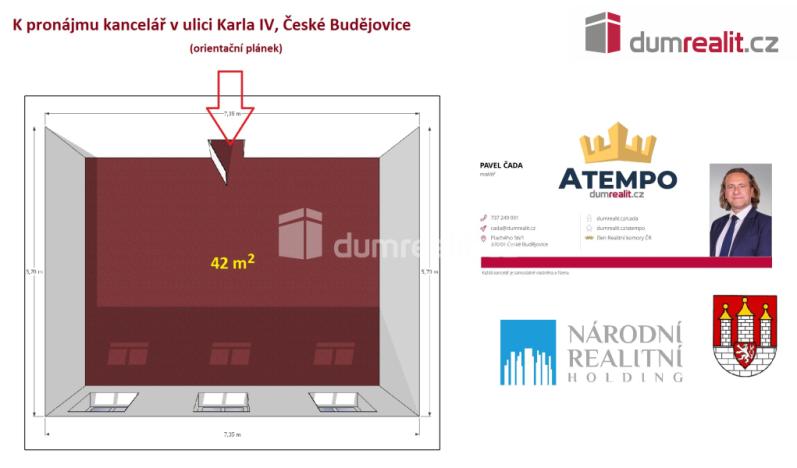 Pronájem kanceláře, České Budějovice - České Budějovice 1, Karla IV., 24 m2