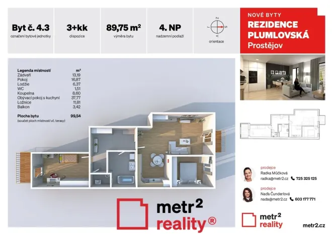 Prodej bytu 3+kk, Prostějov, Plumlovská, 99 m2