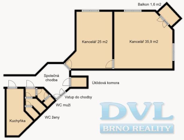 Pronájem kanceláře, Brno, Jánská, 61 m2