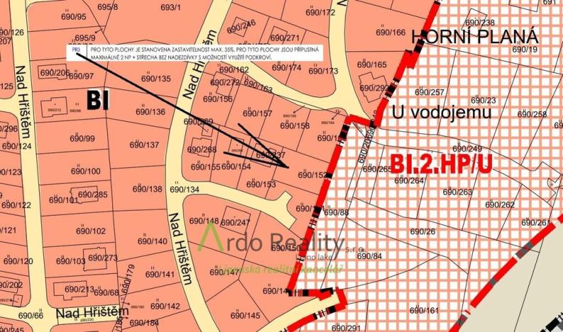 Prodej pozemku pro bydlení, Horní Planá, Nad Hřištěm, 690 m2