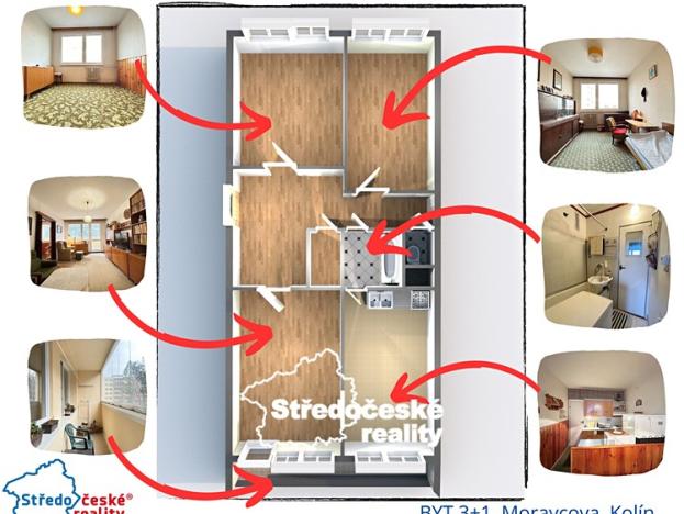 Prodej bytu 3+1, Kolín, Moravcova, 68 m2