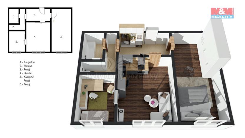 Prodej bytu 3+kk, Olomouc - Nové Sady, Fischerova, 44 m2