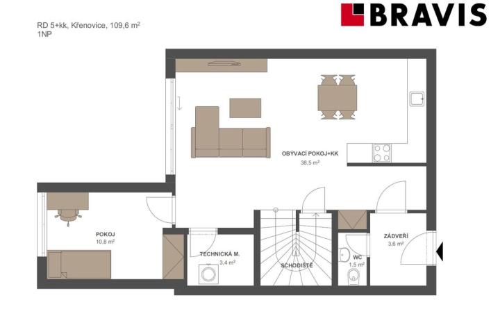 Prodej rodinného domu, Křenovice, Široká, 110 m2