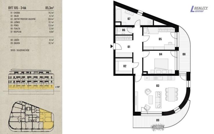 Prodej bytu 3+kk, Rožmitál pod Třemšínem, 85 m2