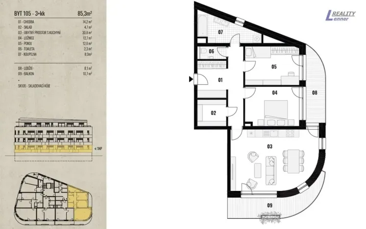 Prodej bytu 3+kk, Rožmitál pod Třemšínem, 85 m2