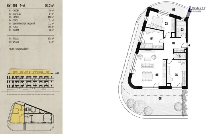 Prodej bytu 3+kk, Rožmitál pod Třemšínem, 92 m2
