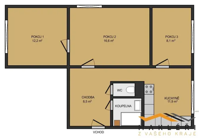 Pronájem bytu 3+1, Trutnov - Horní Staré Město, Pomněnková, 64 m2
