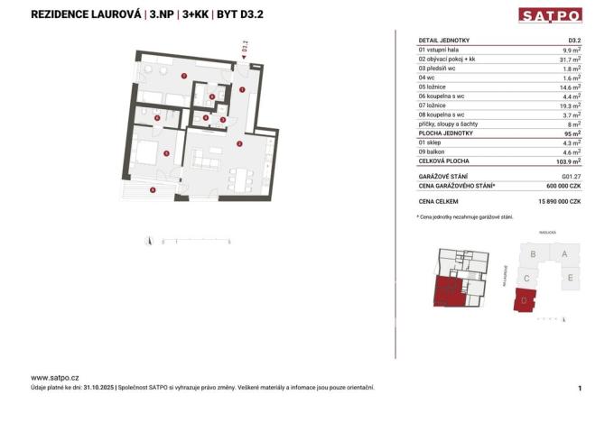 Prodej bytu 3+kk, Praha - Smíchov, Na Laurové, 95 m2