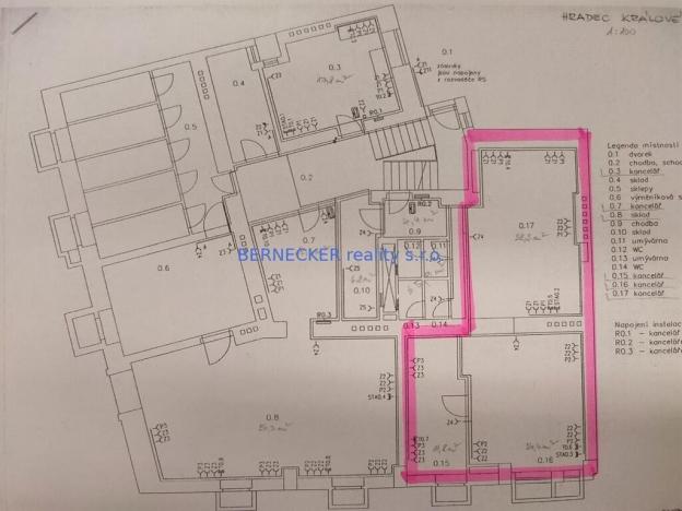 Pronájem kanceláře, Hradec Králové, Kollárova, 64 m2