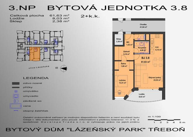 Prodej bytu 2+kk, Třeboň - Třeboň II, Lázeňská, 61 m2