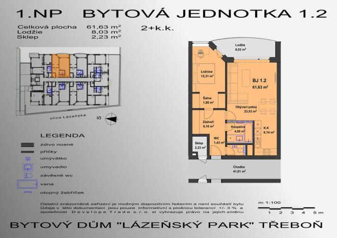 Prodej bytu 2+kk, Třeboň - Třeboň II, Lázeňská, 64 m2