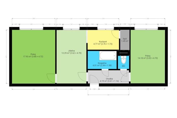 Prodej bytu 2+1, Městečko Trnávka - Pacov, 60 m2
