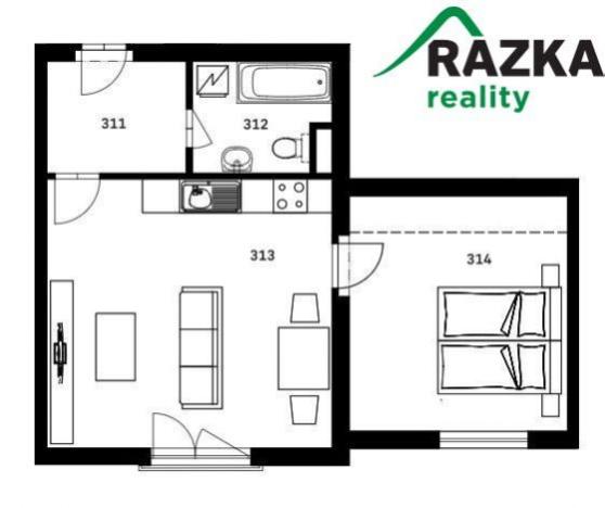 Prodej bytu 2+kk, Nýrsko, Náměstí, 51 m2