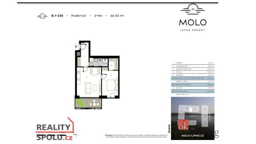 Prodej bytu 2+kk, Lipno nad Vltavou, 54 m2