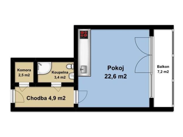 Pronájem bytu 1+kk, Praha - Holešovice, Osadní, 33 m2