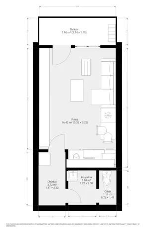 Pronájem bytu 1+kk, Brno - Bystrc, Opálkova, 24 m2
