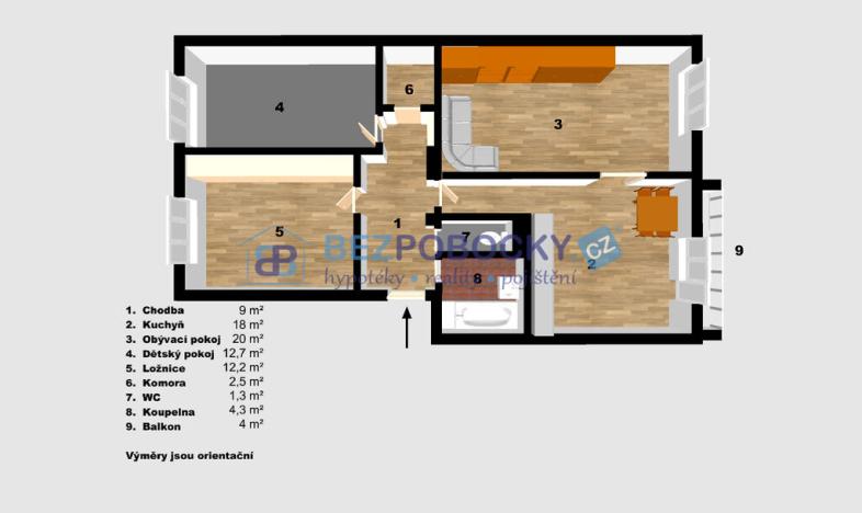 Prodej bytu 3+1, Velké Bílovice, Široká, 103 m2