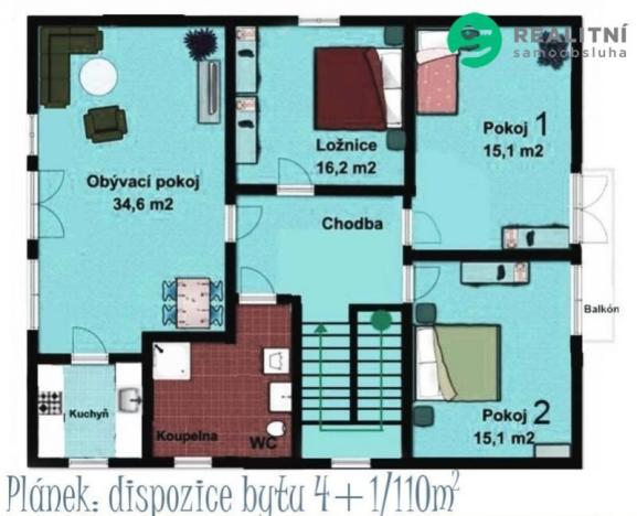 Pronájem bytu 4+1, Praha - Lipence, Chovatelská, 110 m2