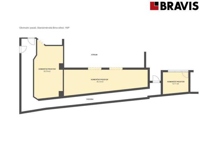 Pronájem obchodního prostoru, Brno, Starobrněnská, 40 m2