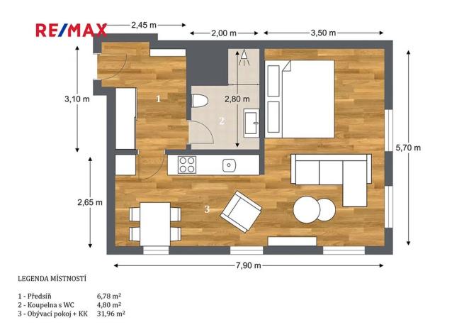 Prodej bytu 1+kk, Deštné v Orlických horách, 43 m2