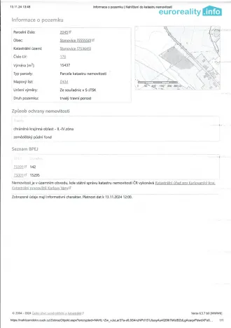 Prodej podílu 1/2 louky, Stanovice, 15437 m2