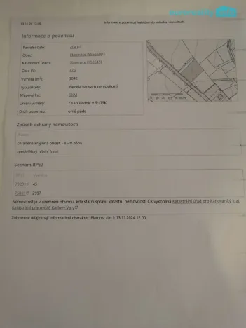 Prodej podílu 1/2 louky, Stanovice, 15437 m2