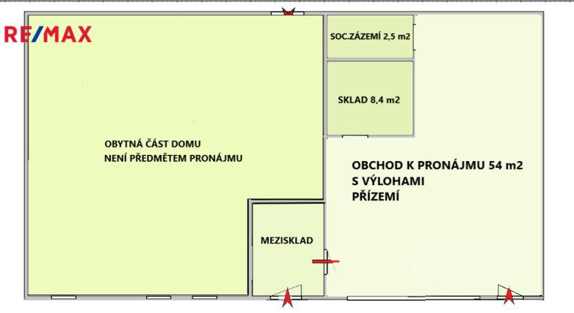 Pronájem obchodního prostoru, Čeradice, 64 m2