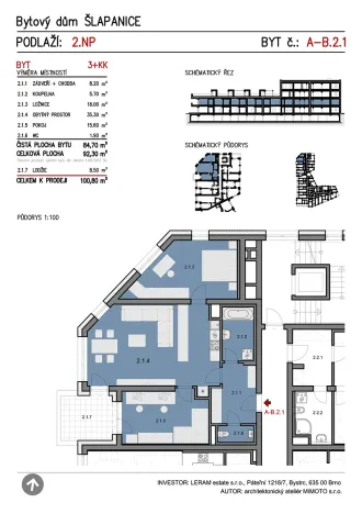Prodej bytu 3+kk, Šlapanice, 92 m2