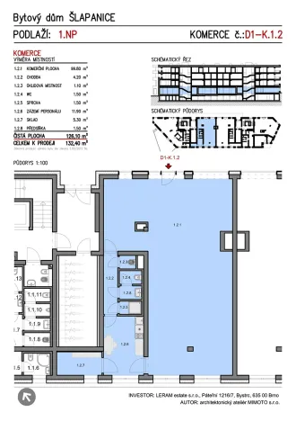 Prodej obchodního prostoru, Šlapanice, 130 m2