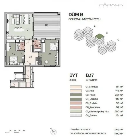 Prodej bytu 3+kk, Praha - Vysočany, Pod Krocínkou, 119 m2