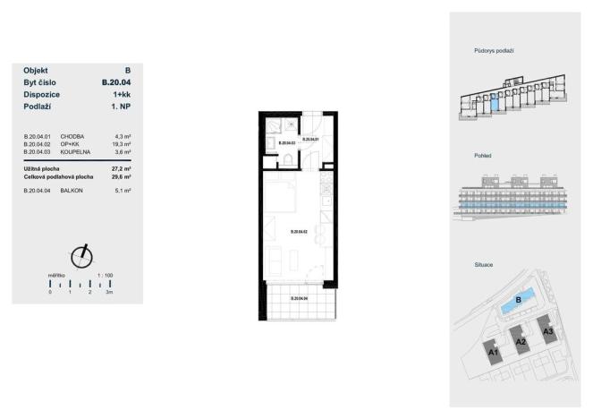 Prodej bytu 1+kk, Praha - Řeporyje, Jáchymovská, 35 m2