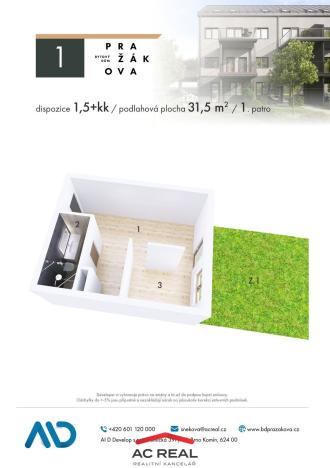 Prodej bytu 1+kk, Brno, Pražákova, 31 m2