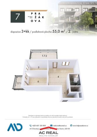 Prodej bytu 3+kk, Brno - Horní Heršpice, Pražákova, 55 m2