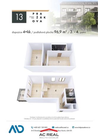 Prodej bytu 4+kk, Brno - Horní Heršpice, Pražákova, 97 m2