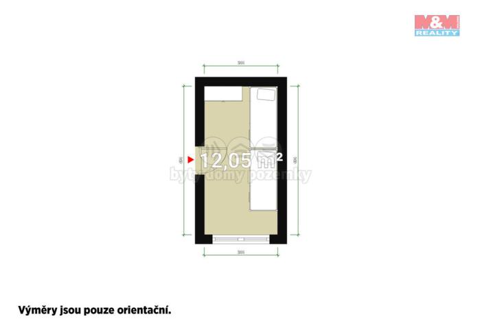 Pronájem bytu 1+kk, Plzeň - Radčice, Rolní, 12 m2