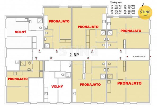 Pronájem bytu 2+1, Ostrava, Starobělská, 40 m2