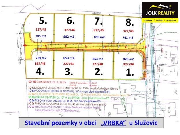 Prodej pozemku pro bydlení, Služovice - Vrbka, 882 m2