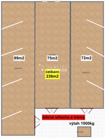 Pronájem výrobních prostor, Jirny, Tovární, 236 m2