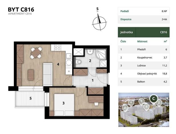 Prodej bytu 2+kk, Praha - Hostivař, U továren, 46 m2