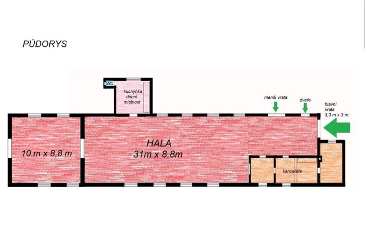 Pronájem výrobních prostor, Pavlov, 400 m2