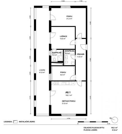 Prodej bytu 4+kk, Praha - Střížkov, Střížkovská, 143 m2