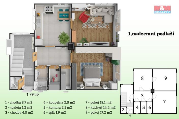 Prodej rodinného domu, Smečno, Komenského, 140 m2