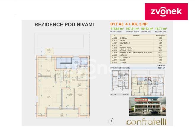 Prodej bytu 4+kk, Zlín, Pod Nivami, 114 m2
