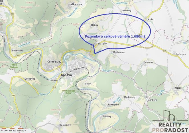 Prodej zahrady, Úžice, 1680 m2