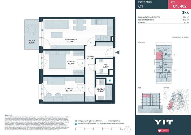Prodej bytu 3+kk, Kladno, Ke stadionu, 63 m2